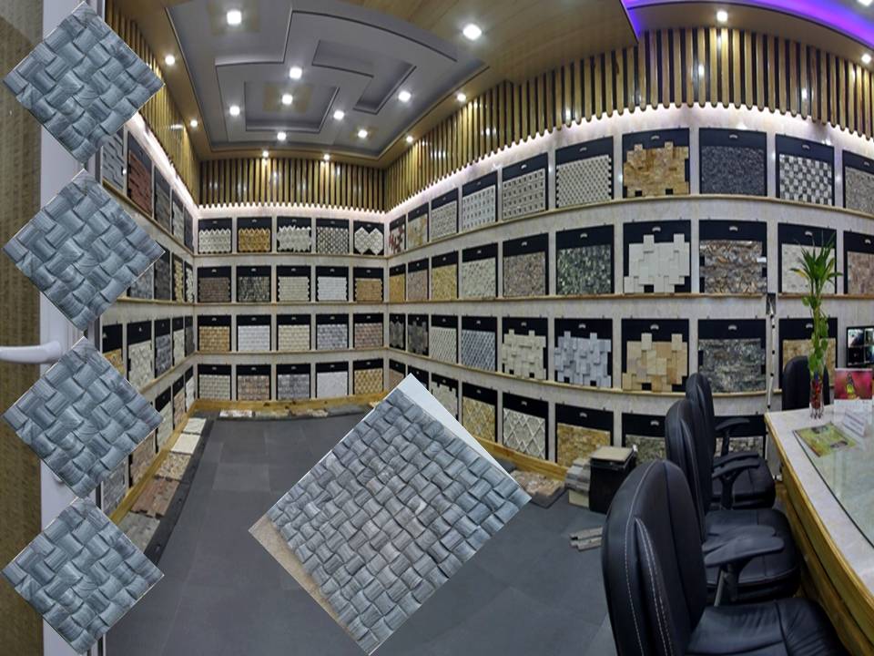 Black Marble Stone Mosaic Tiles  In 3D Pattern